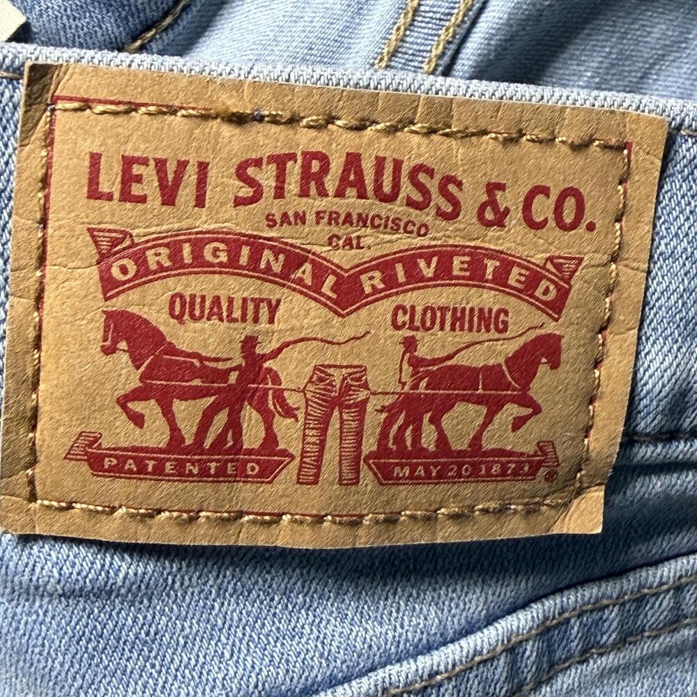 Levis Classic Straight Jeans Womens 4 Blue Mid Rise Distressed Fringe Hem Denim - Picture 9 of 11